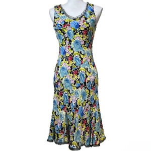 Y2k Dress Womens Medium Twyla Blu Floral Lace Colorful Whimsical 90s Fairy Midi